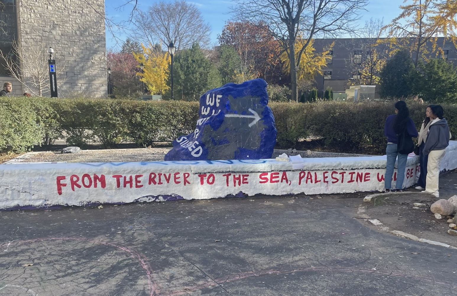 Antisemitic Students For Justice Group Paints Terror Slogan On Prominent Campus Display Young America S Foundation