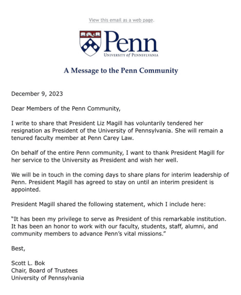 Ousted UPenn President to Keep Salary & Benefits Without Having to Work