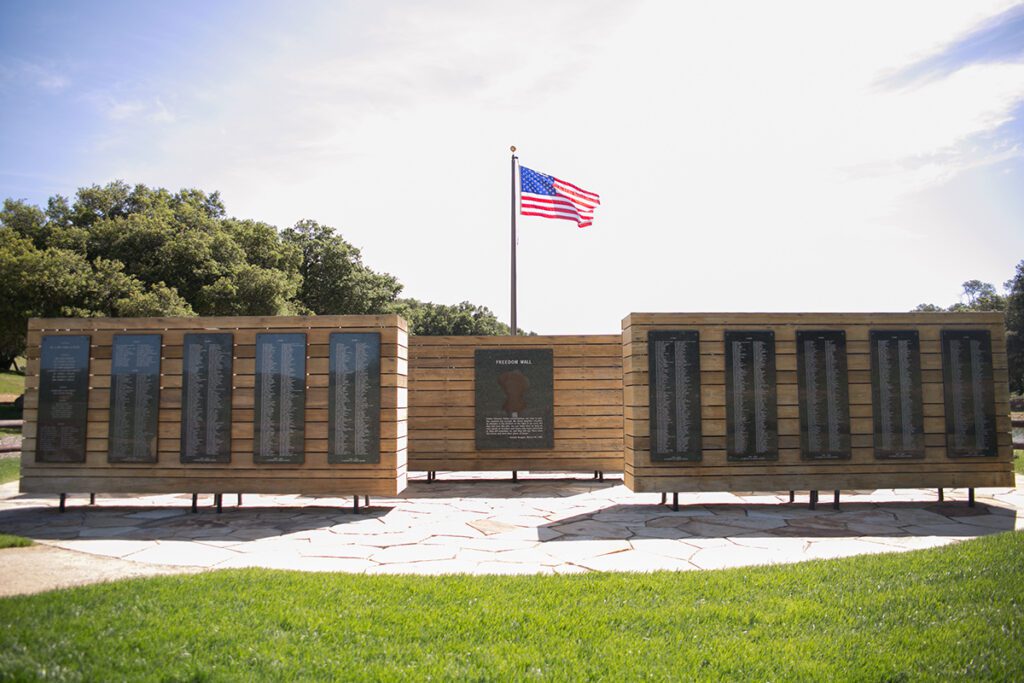 The Freedom Wall includes among many others Charlton Heston, Donald Rumsfeld, Pat Sajak, Tom Clancy, and Edwin Meese III.