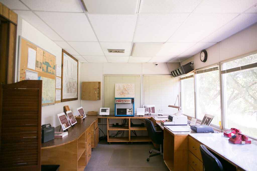 Surveillance and property monitoring equipment in the Secret Service Outpost allowed agents to protect the President and Mrs. Reagan.